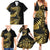 Polynesia Family Matching Summer Maxi Dress and Hawaiian Shirt Black & Gold Fancy Plumeria