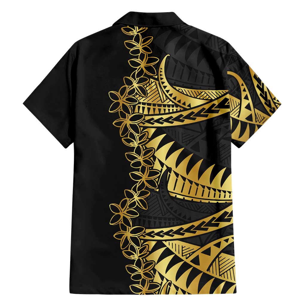 Polynesia Hawaiian Shirt Black & Gold Fancy Plumeria LT7 - Polynesian Pride