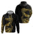 Polynesia Hoodie Black & Gold Fancy Plumeria