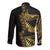 Polynesia Long Sleeve Button Shirt Black & Gold Fancy Plumeria