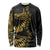 Polynesia Long Sleeve Shirt Black & Gold Fancy Plumeria