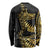 Polynesia Long Sleeve Shirt Black & Gold Fancy Plumeria