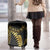 Polynesia Luggage Cover Black & Gold Fancy Plumeria