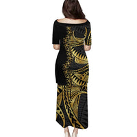 Polynesia Puletasi Black & Gold Fancy Plumeria LT7 - Polynesian Pride