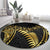 Polynesia Round Carpet Black & Gold Fancy Plumeria