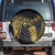 Polynesia Spare Tire Cover Black & Gold Fancy Plumeria