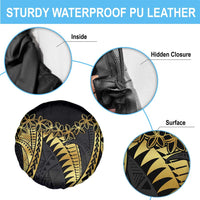Polynesia Spare Tire Cover Black & Gold Fancy Plumeria LT7 - Polynesian Pride