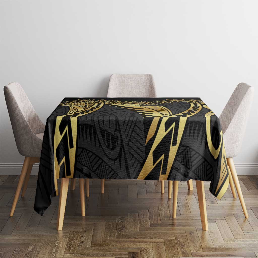 Polynesia Tablecloth Black & Gold Fancy Plumeria LT7 - Polynesian Pride