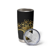 Polynesia Personalised Tumbler Cup Black & Gold Fancy Plumeria LT7 - Polynesian Pride