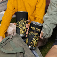 Polynesia Personalised Tumbler Cup Black & Gold Fancy Plumeria LT7 - Polynesian Pride