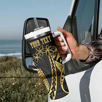 Polynesia Personalised Tumbler With Handle Black & Gold Fancy Plumeria LT7 - Polynesian Pride