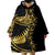 Polynesia Wearable Blanket Hoodie Black & Gold Fancy Plumeria