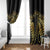 Polynesia Window Curtain Black & Gold Fancy Plumeria