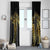 Polynesia Window Curtain Black & Gold Fancy Plumeria