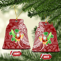 Hawaii Christmas Mele Kalikimaka Ceramic Ornament Santa Claus LT7 Bell Flake Red - Polynesian Pride