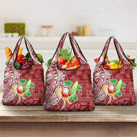 Hawaii Christmas Mele Kalikimaka Grocery Bag Santa Claus LT7 3-pack One Size Red - Polynesian Pride