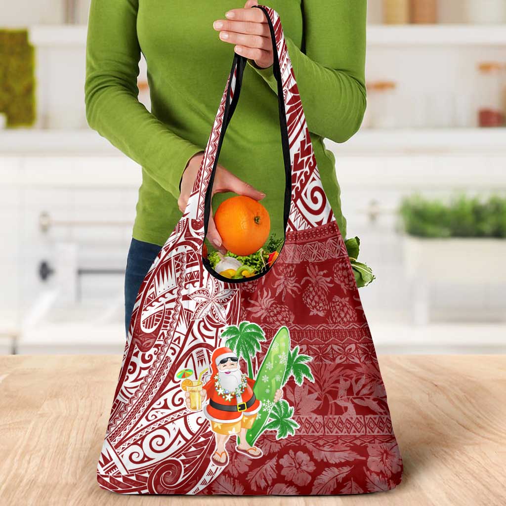 Hawaii Christmas Mele Kalikimaka Grocery Bag Santa Claus LT7 - Polynesian Pride