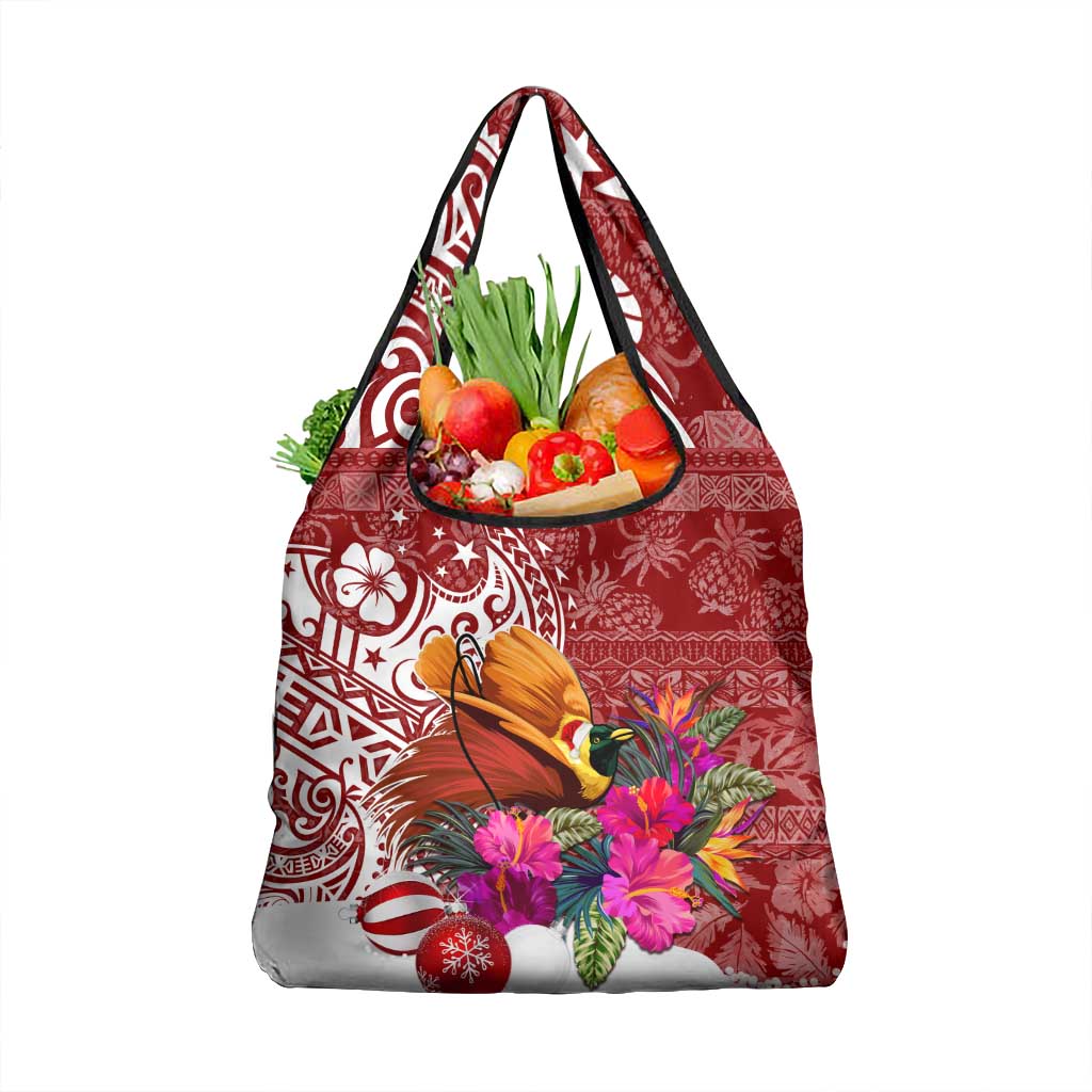 Papua New Guinea Christmas Grocery Bag Bird-of-Paradise Special LT7 1-pack One Size Red - Polynesian Pride