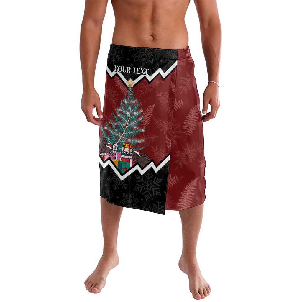 Personalised New Zealand Christmas Lavalava Xmas Fern and Kiwi Birds LT7 Black - Polynesian Pride