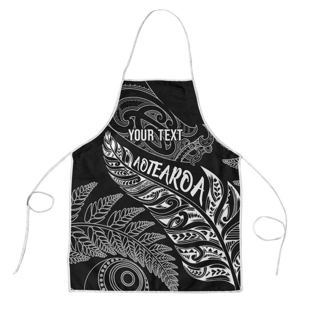 Aotearoa Personalized Lawn Bowls Maori Apron New Zealand Black Tribal Silver Fern LT7 Black - Polynesian Pride