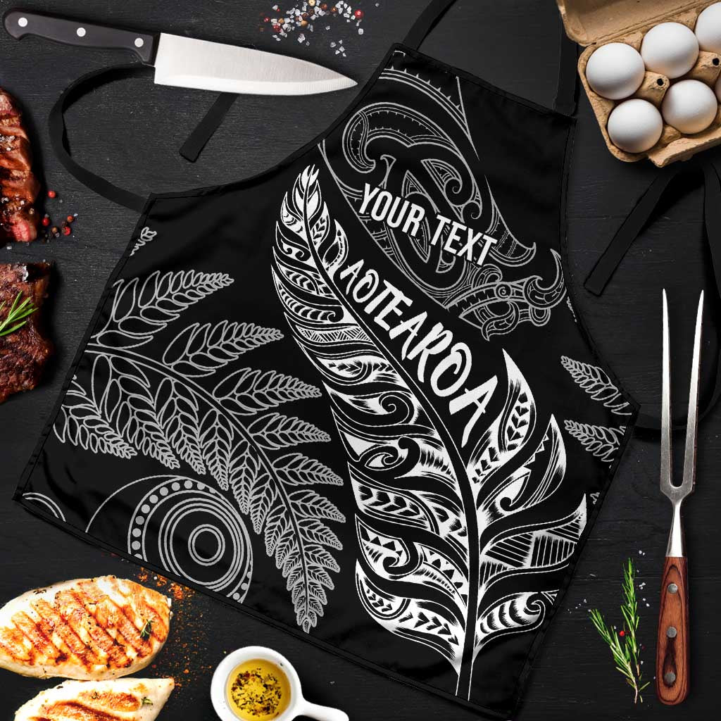 Aotearoa Personalized Lawn Bowls Maori Apron New Zealand Black Tribal Silver Fern LT7 Black - Polynesian Pride