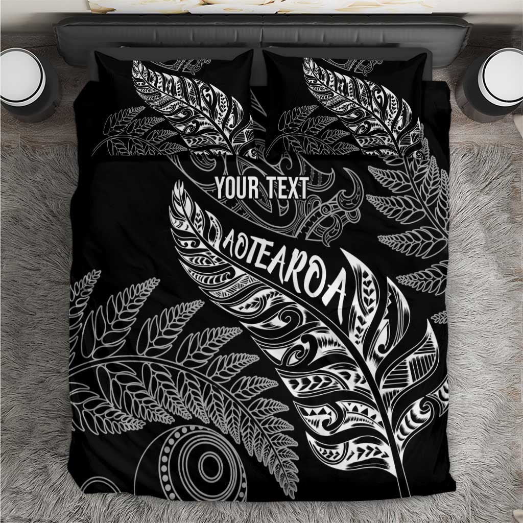 Aotearoa Personalized Lawn Bowls Maori Bedding Set New Zealand Black Tribal Silver Fern LT7 Black - Polynesian Pride