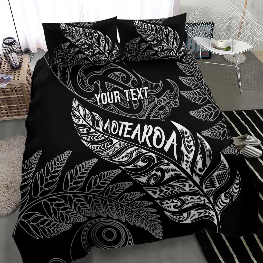 Aotearoa Personalized Lawn Bowls Maori Bedding Set New Zealand Black Tribal Silver Fern LT7 - Polynesian Pride