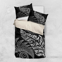 Aotearoa Personalized Lawn Bowls Maori Bedding Set New Zealand Black Tribal Silver Fern LT7 US Twin 172cm x 218cm Black - Polynesian Pride
