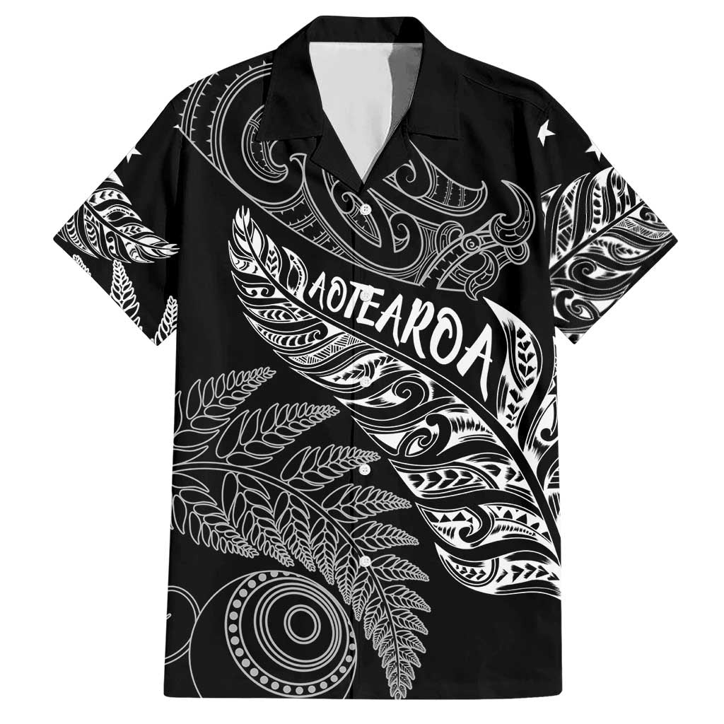 Aotearoa Personalized Lawn Bowls Maori Hawaiian Shirt New Zealand Black Tribal Silver Fern LT7 Black - Polynesian Pride