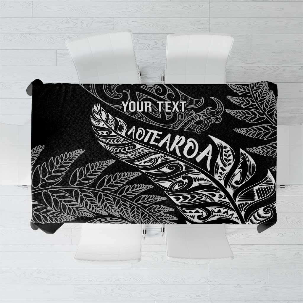 Aotearoa Personalized Lawn Bowls Maori Tablecloth New Zealand Black Tribal Silver Fern LT7 Black - Polynesian Pride