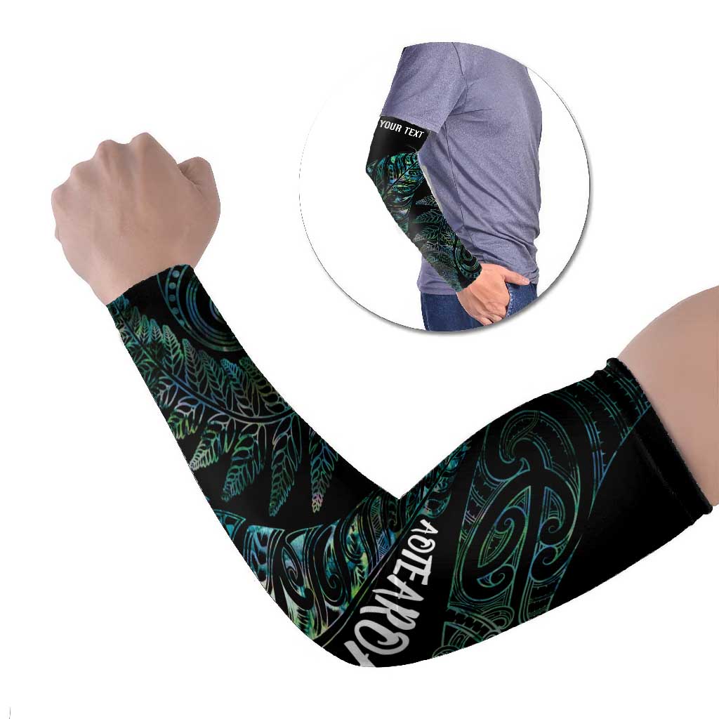 Aotearoa Personalized Lawn Bowls Maori Arm Sleeves New Zealand Paua Shell Tribal Silver Fern LT7 Set of 2 Green - Polynesian Pride
