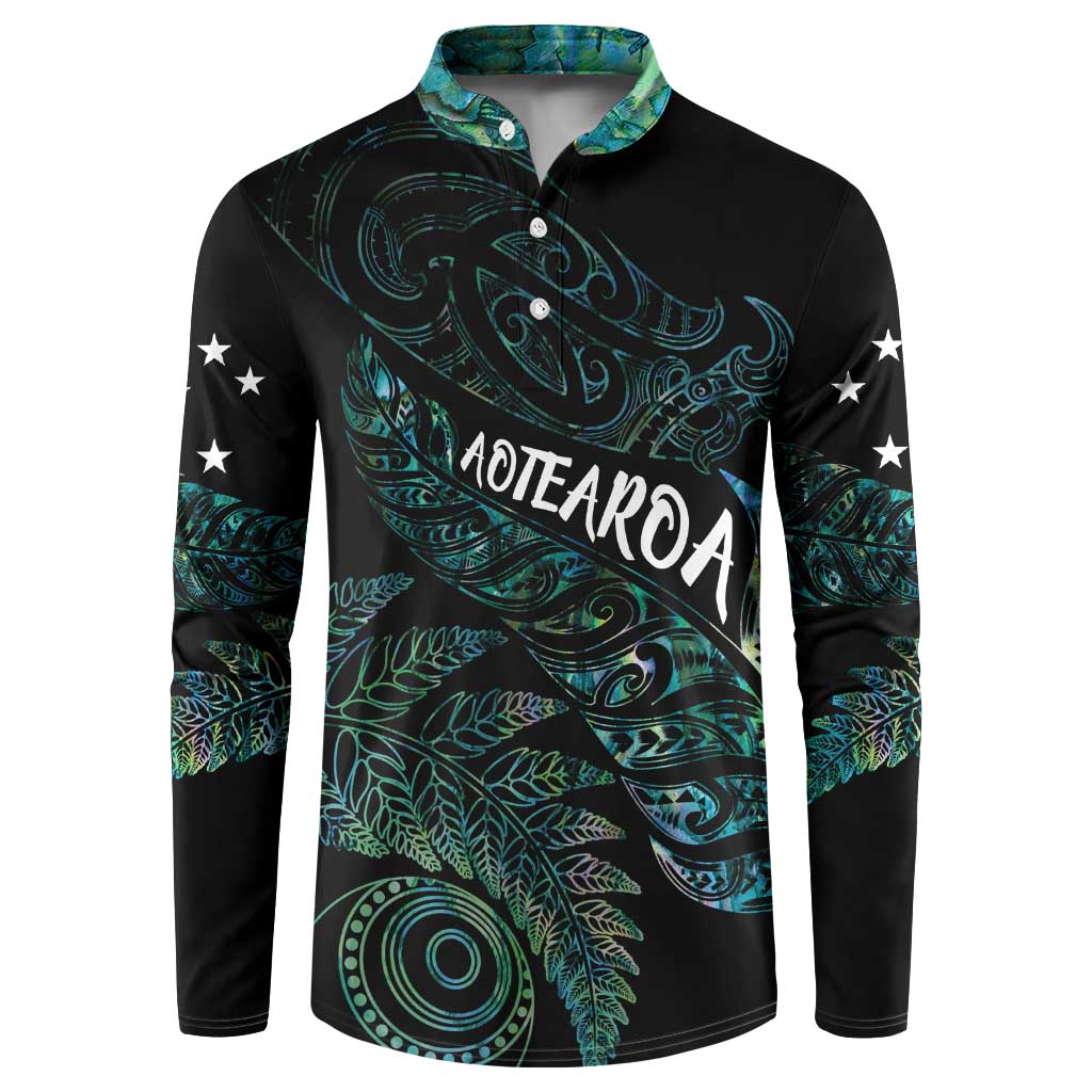 Aotearoa Personalized Lawn Bowls Maori Button Sweatshirt New Zealand Paua Shell Tribal Silver Fern LT7 Green - Polynesian Pride
