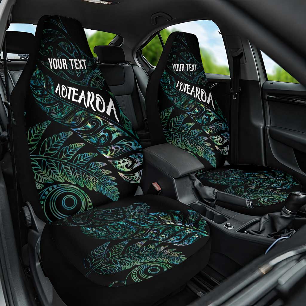 Aotearoa Personalized Lawn Bowls Maori Car Seat Cover New Zealand Paua Shell Tribal Silver Fern LT7 One Size Green - Polynesian Pride