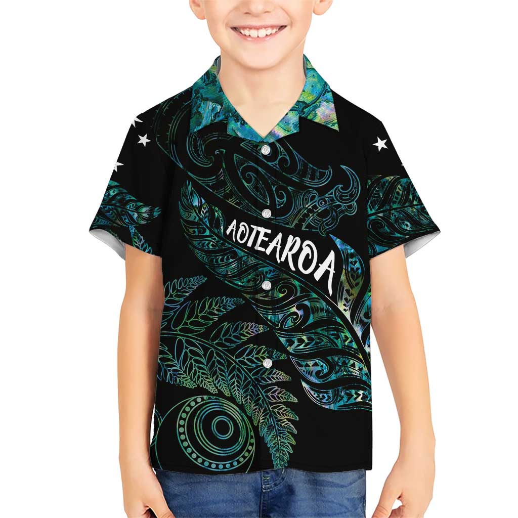 Aotearoa Personalized Lawn Bowls Maori Kid Hawaiian Shirt New Zealand Paua Shell Tribal Silver Fern LT7 Kid Green - Polynesian Pride
