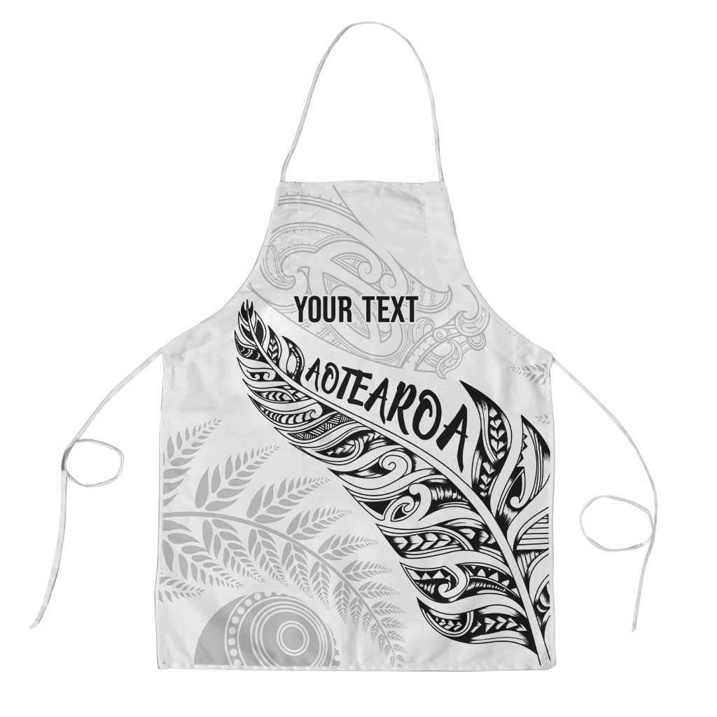 Aotearoa Personalized Lawn Bowls Maori Apron New Zealand White Tribal Silver Fern LT7 White - Polynesian Pride