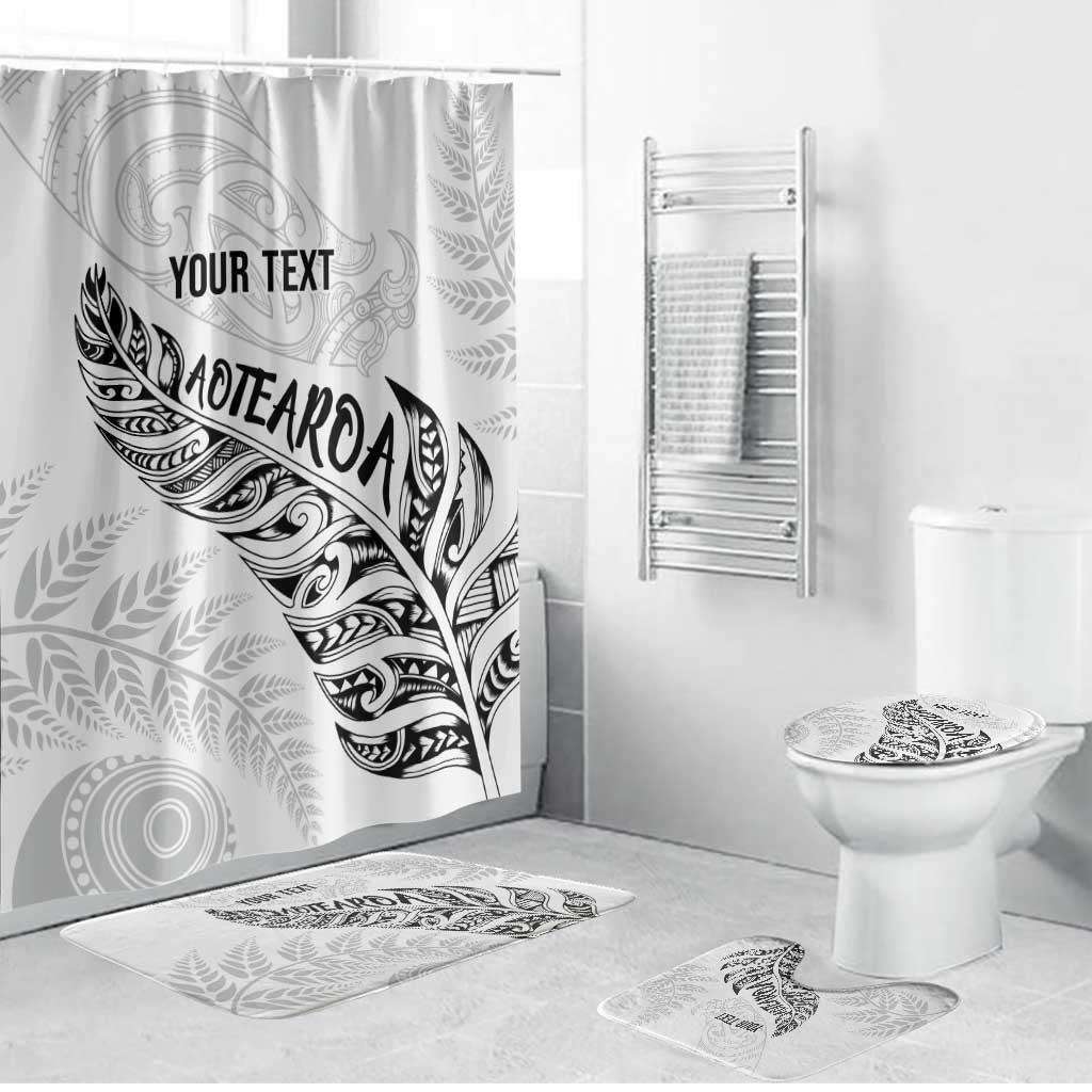 Aotearoa Personalized Lawn Bowls Maori Bathroom Set New Zealand White Tribal Silver Fern LT7 Bathroom Set (4 pcs) White - Polynesian Pride