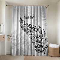 Aotearoa Personalized Lawn Bowls Maori Bathroom Set New Zealand White Tribal Silver Fern LT7 Shower Curtain Only White - Polynesian Pride