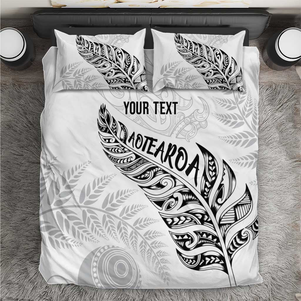 Aotearoa Personalized Lawn Bowls Maori Bedding Set New Zealand White Tribal Silver Fern LT7 White - Polynesian Pride