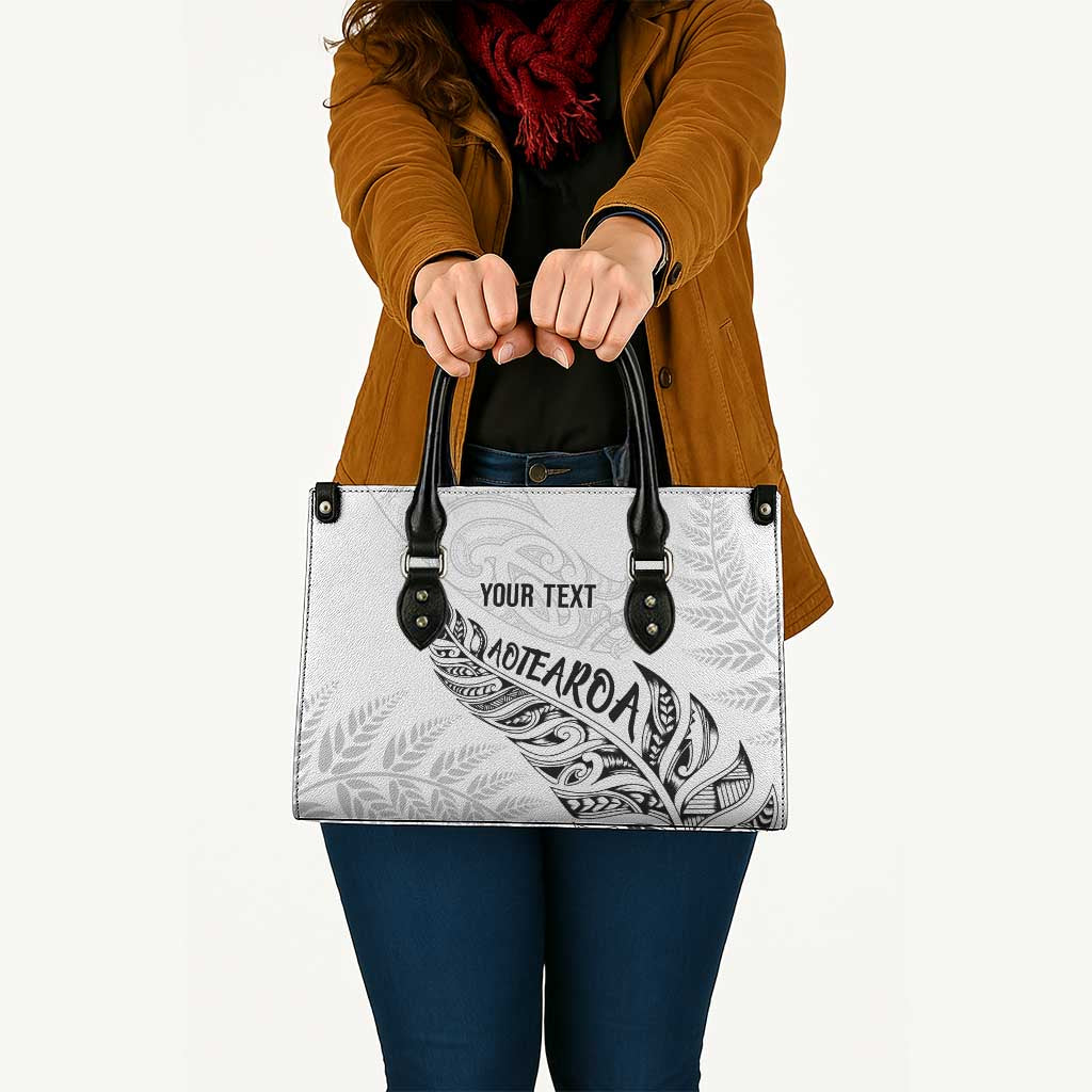 Aotearoa Personalized Lawn Bowls Maori Leather Bag New Zealand White Tribal Silver Fern LT7 - Polynesian Pride