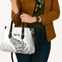 Aotearoa Personalized Lawn Bowls Maori Leather Bag New Zealand White Tribal Silver Fern LT7 - Polynesian Pride