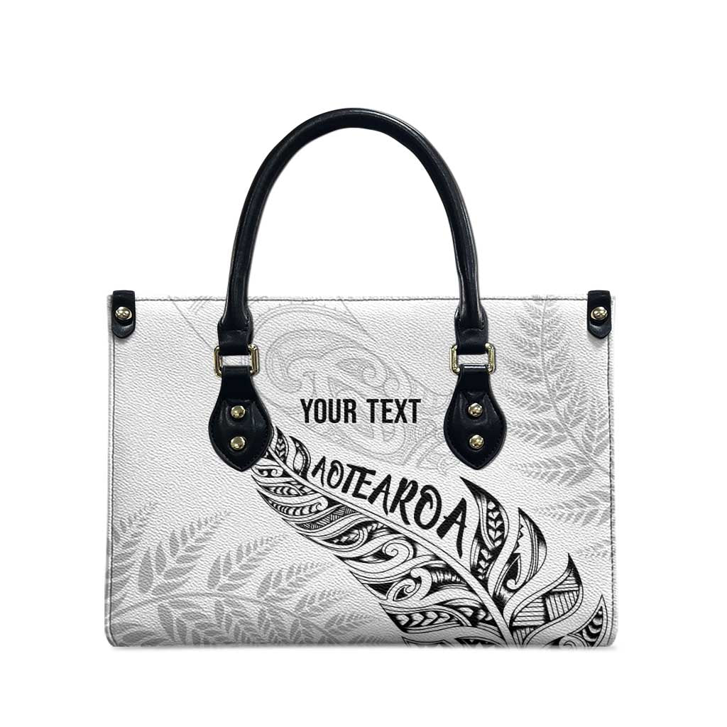 Aotearoa Personalized Lawn Bowls Maori Leather Bag New Zealand White Tribal Silver Fern LT7 - Polynesian Pride