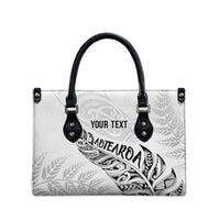 Aotearoa Personalized Lawn Bowls Maori Leather Bag New Zealand White Tribal Silver Fern LT7 - Polynesian Pride