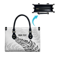 Aotearoa Personalized Lawn Bowls Maori Leather Bag New Zealand White Tribal Silver Fern LT7 - Polynesian Pride
