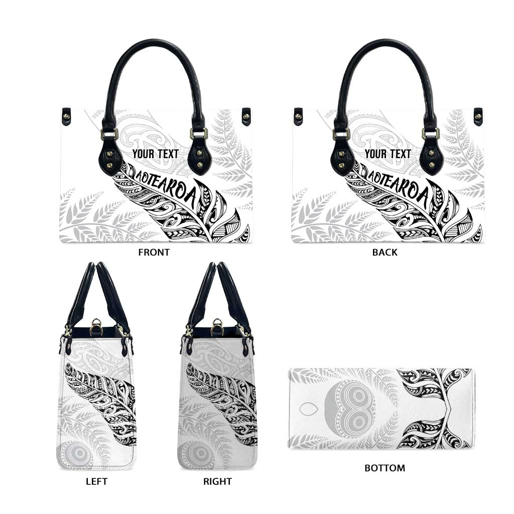 Aotearoa Personalized Lawn Bowls Maori Leather Bag New Zealand White Tribal Silver Fern LT7 - Polynesian Pride