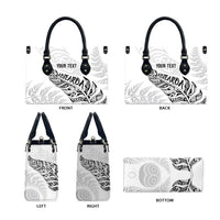 Aotearoa Personalized Lawn Bowls Maori Leather Bag New Zealand White Tribal Silver Fern LT7 - Polynesian Pride