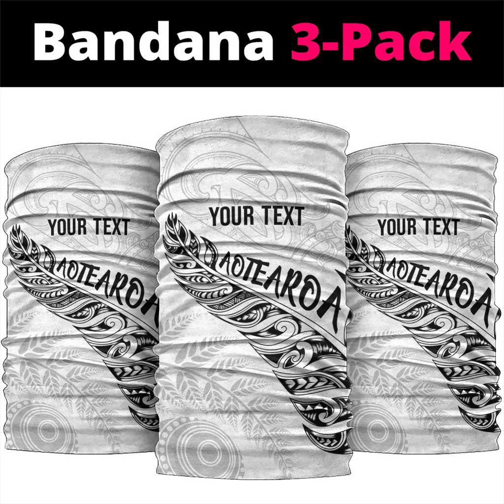 Aotearoa Personalized Lawn Bowls Maori Neck Gaiter New Zealand White Tribal Silver Fern LT7 package One Size: 25*50cm White - Polynesian Pride