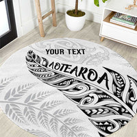 Aotearoa Personalized Lawn Bowls Maori Round Carpet New Zealand White Tribal Silver Fern LT7 White - Polynesian Pride