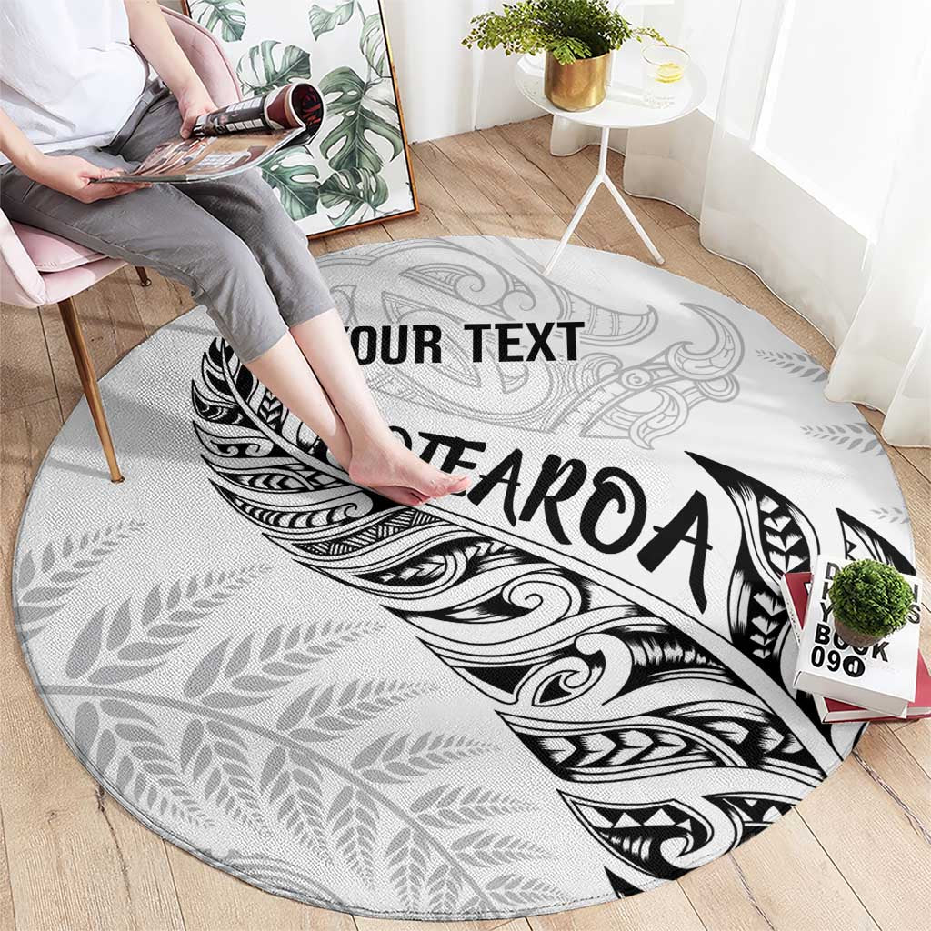 Aotearoa Personalized Lawn Bowls Maori Round Carpet New Zealand White Tribal Silver Fern LT7 - Polynesian Pride