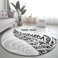 Aotearoa Personalized Lawn Bowls Maori Round Carpet New Zealand White Tribal Silver Fern LT7 - Polynesian Pride