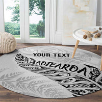 Aotearoa Personalized Lawn Bowls Maori Round Carpet New Zealand White Tribal Silver Fern LT7 - Polynesian Pride